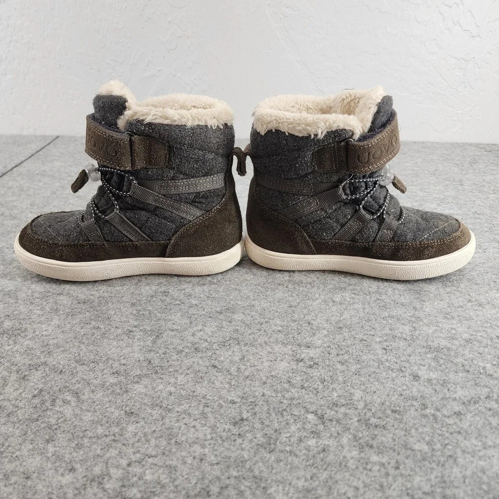 UOVO Kids 28/ US 11 Gray Brown Faux Fur Lined Quilted Winter Snow Boots